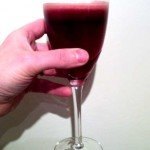 A glass of red juice