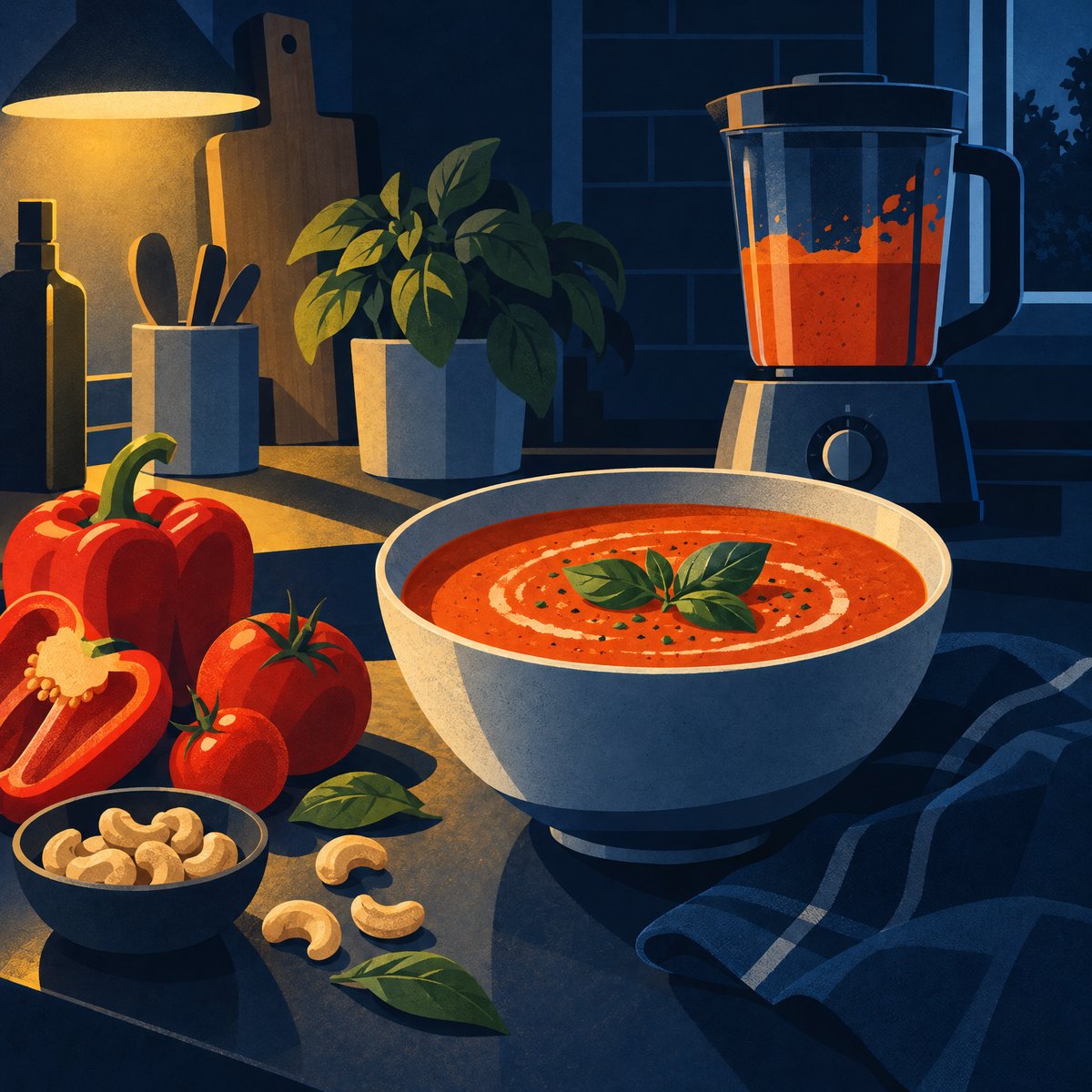 Illustration for Red Pepper and Basil Soup