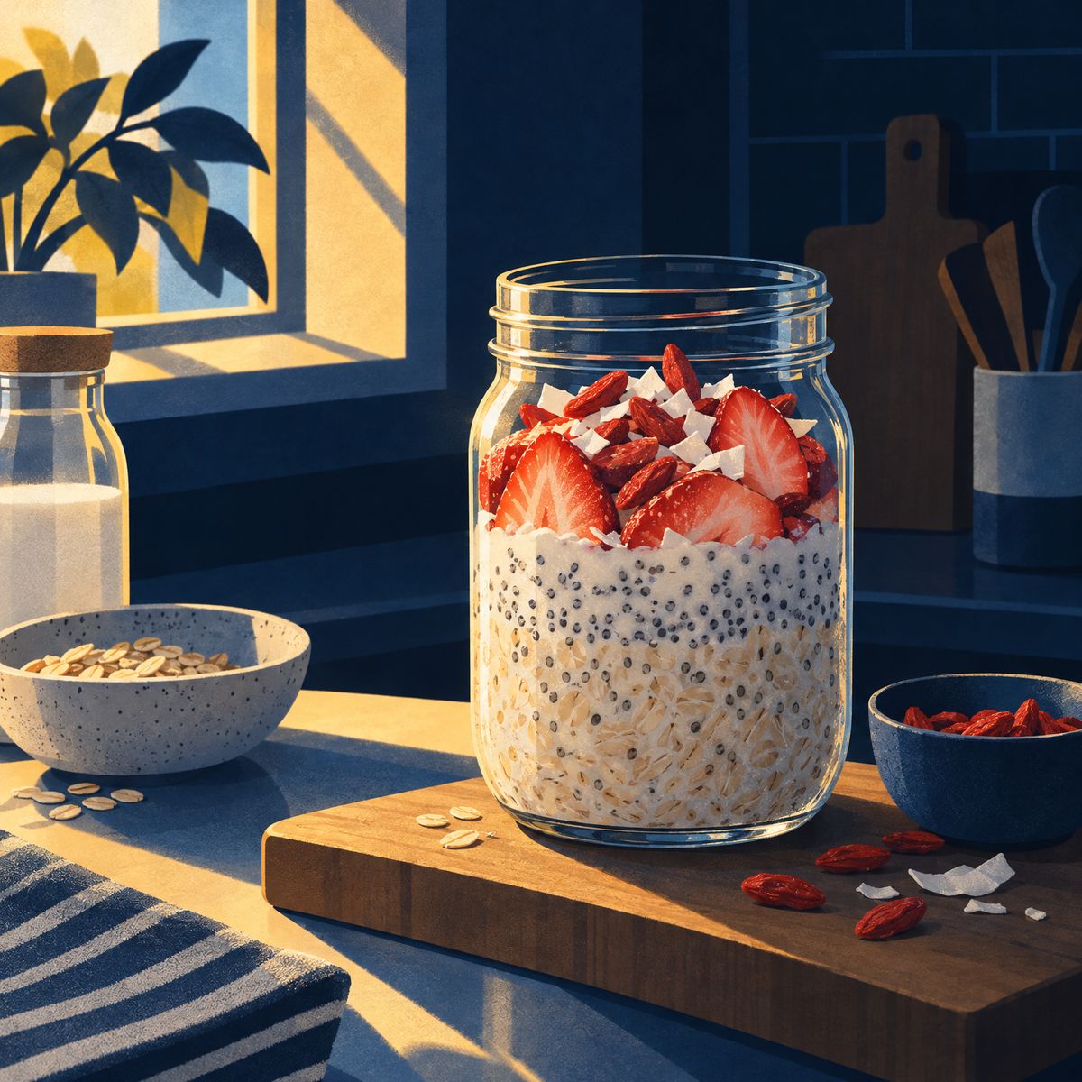Illustration for Overnight Oats with Strawberries