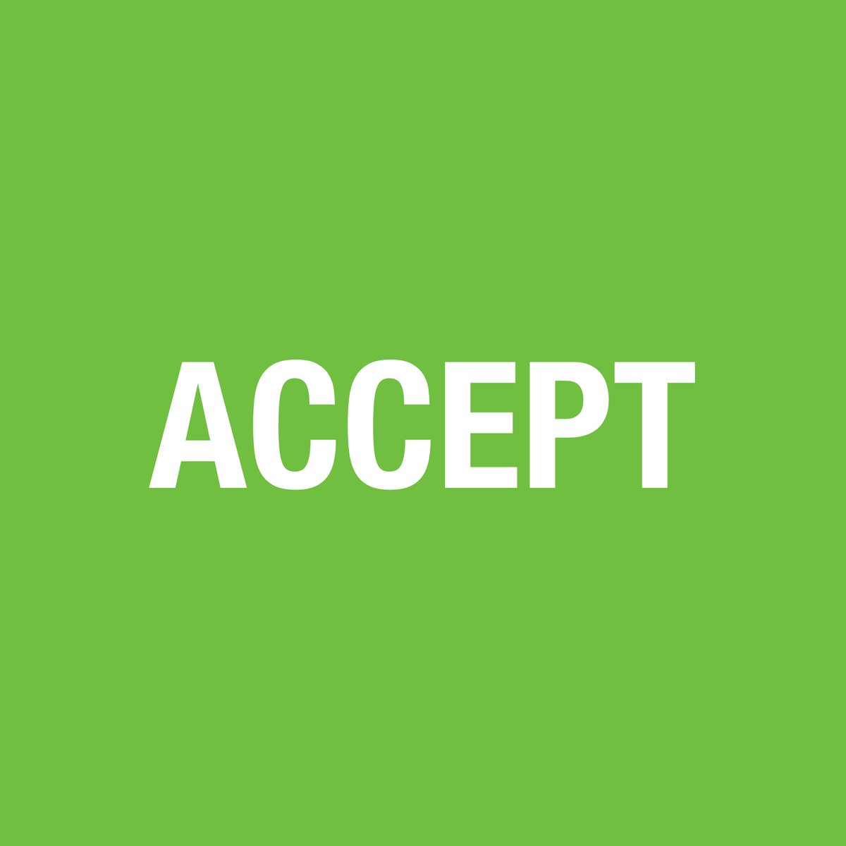 The word ACCEPT in bold white capitals on a plain green background, the day 2 card from Neil Martin's 2016 Motivational Advent Calendar